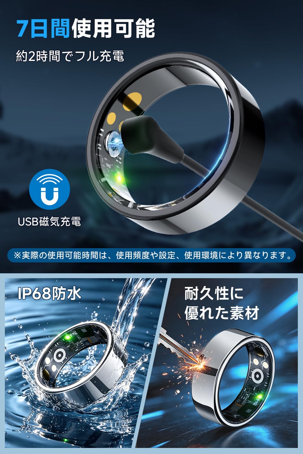 Amazon.co.jp: Geekin スマートリング 健康管理 睡眠管理 スマート指輪